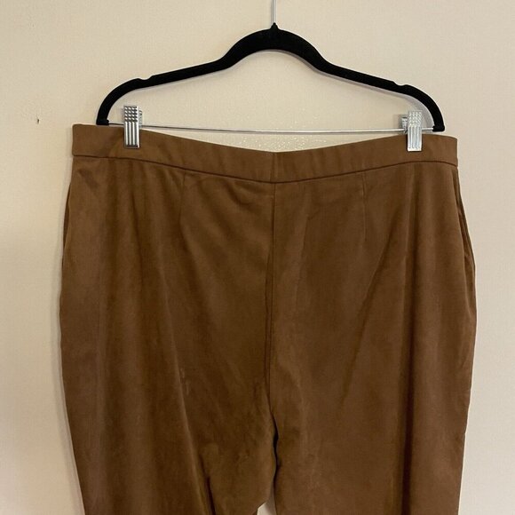 GRAVER Susan Graver Wmn 1XP Caramel Brown Faux Suede Pull-On Ankle Leggings NWOT - Picture 8 of 11